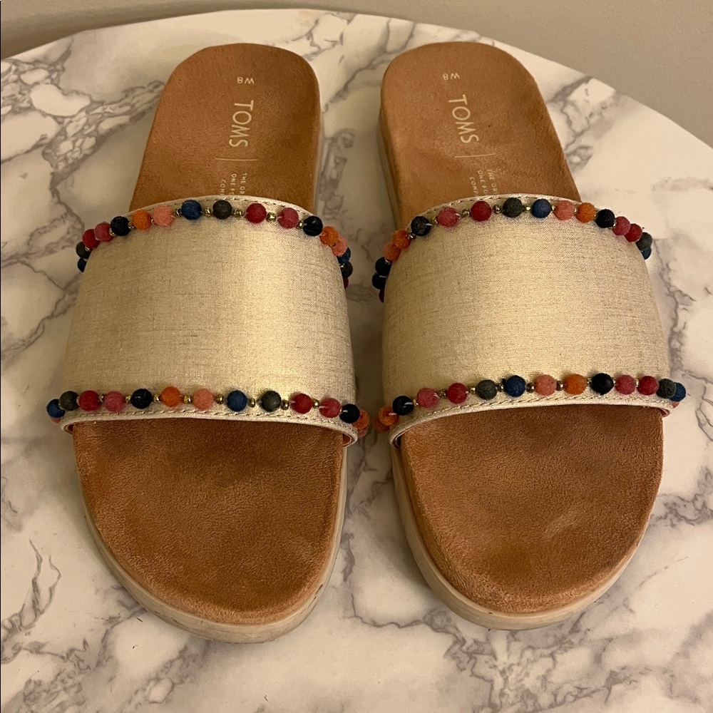 TOMS slide beaded sandals size 8